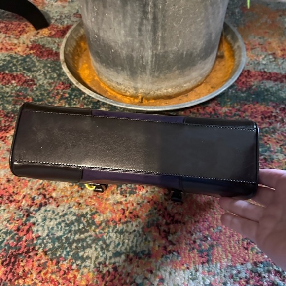 Prada new bag with COA Double zip purple & black Vitelli leather bowling bag - Picture 6 of 14